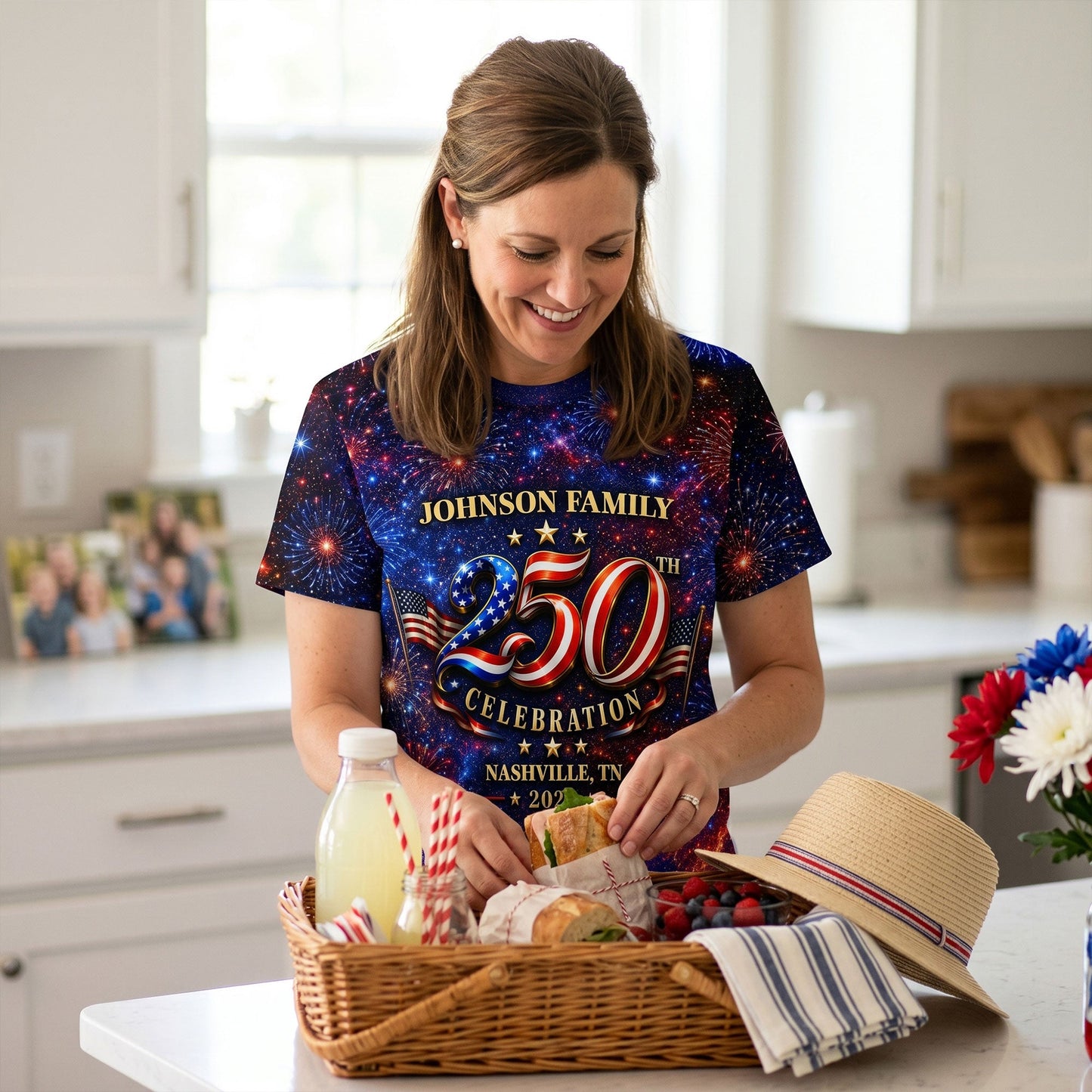 Custom Family American 250th Anniversary 1776 - 2026 - Personalized Shirt - Family Matching Patriotic Crew Shirt