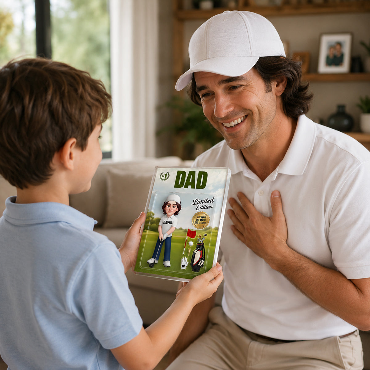 Golf Dad Toy Box Figure Limited Edition - Personalized Acrylic Block Plaque - Heartfelt Gift For Dad, Grandpa, Husband