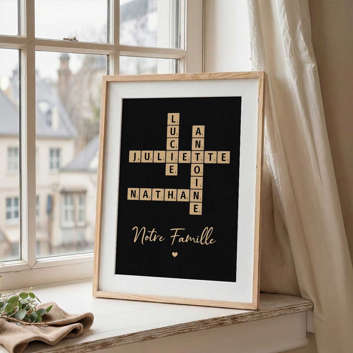 Tableau Mots Croisés de Famille - Créé en un instant, chéri pour toujours - Affiche Personnalisée