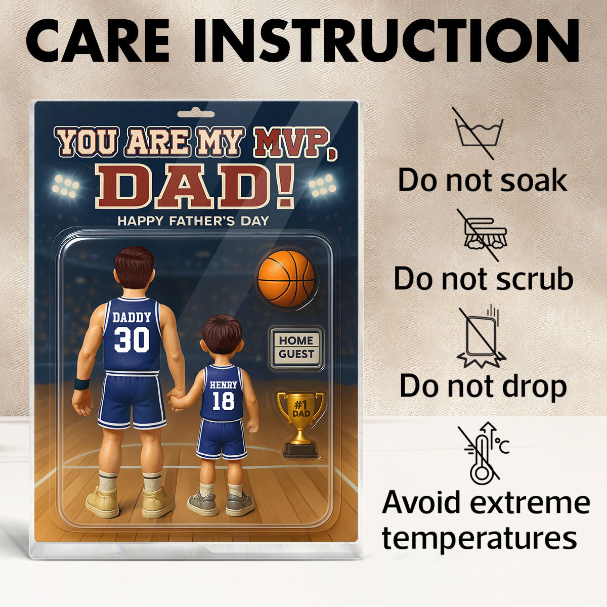 You Are My MVP Dad, Basketball Custom Figure - Personalized Acrylic Block Plaque - Gift For Dad, Husband, Grandpa