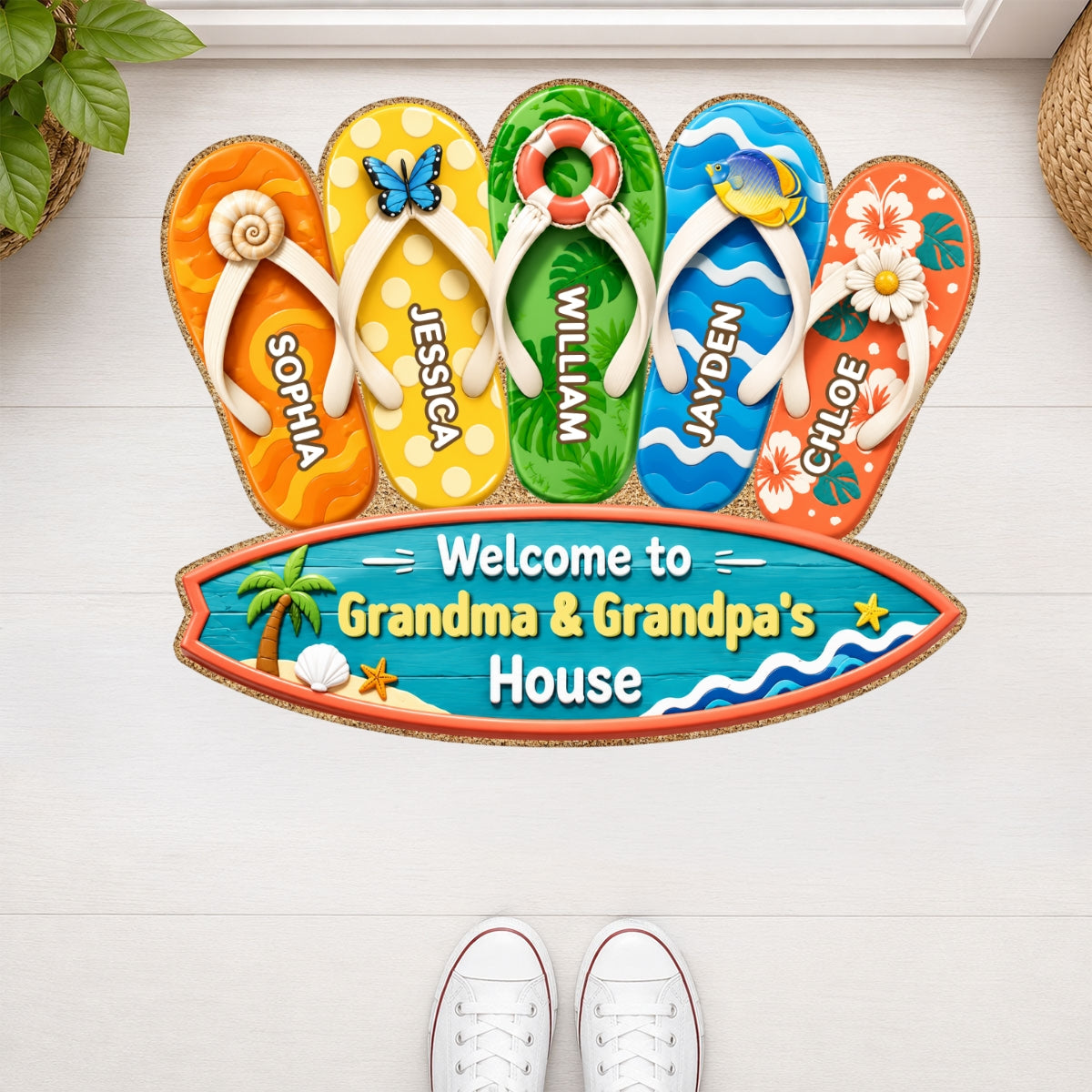 Hello Summer Vibe Welcome To Grandma Grandpa House - Personalized Doormat - Grandparents House Summer Decoration