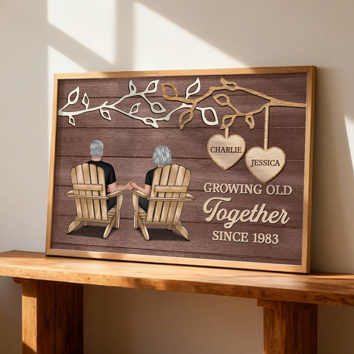 Rustic Vintage Tree Branch Couple Forever Together - Personalized Poster - Gift For Family