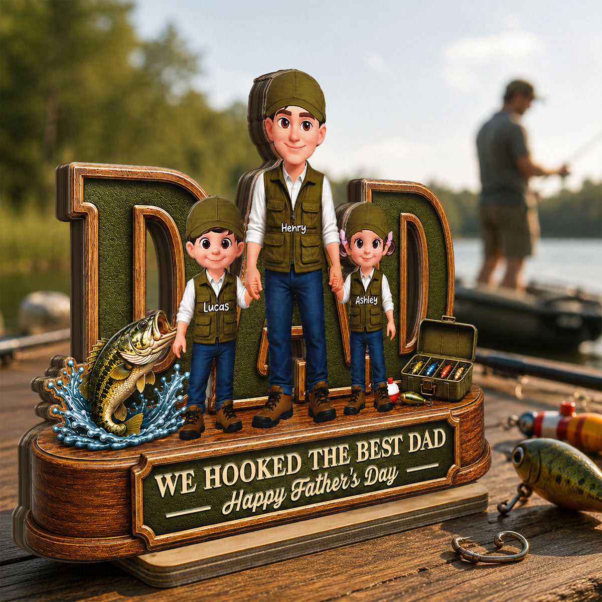 We Hooked The Best Dad Fishing Dad - Personalized 2-Layered Wooden Plaque -  Gift For Fishing Dad, Fishing Lovers