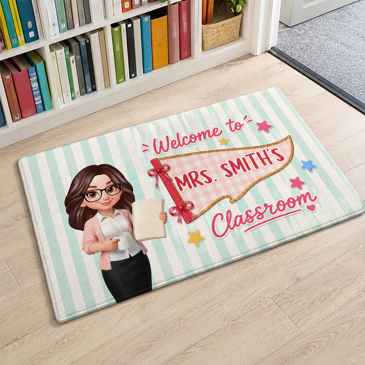 Pennant Vintage Welcome To Teacher Classroom - Personalized Doormat