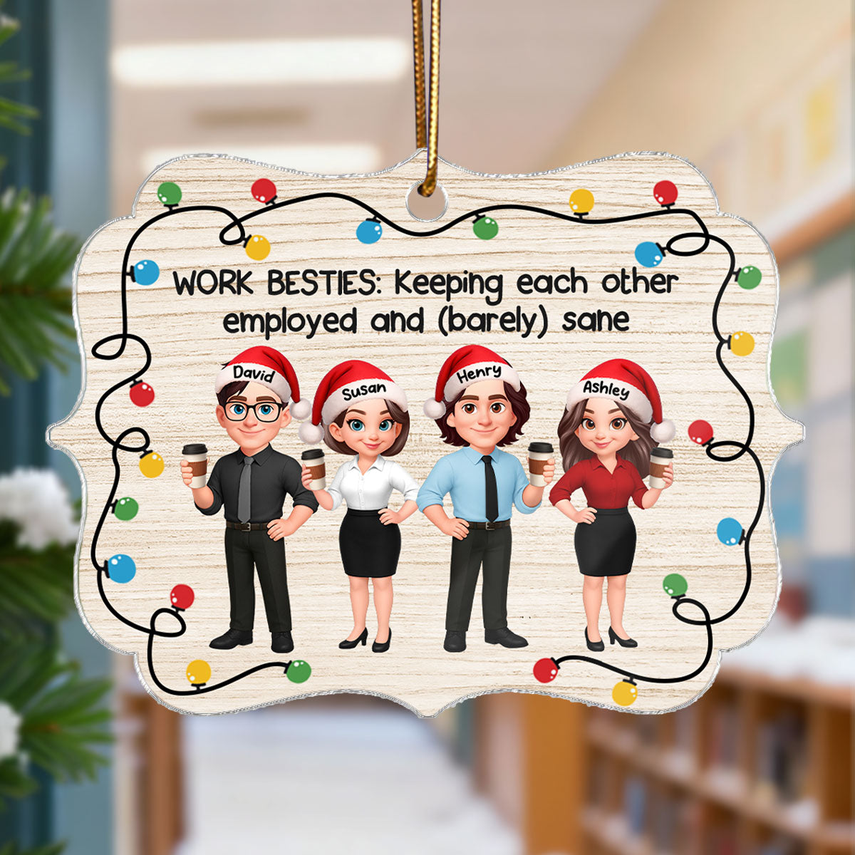 Work Besties Keeping Each Other Employed - Personalized Acrylic Ornament - Funny Gift For Work Besties, Colleagues