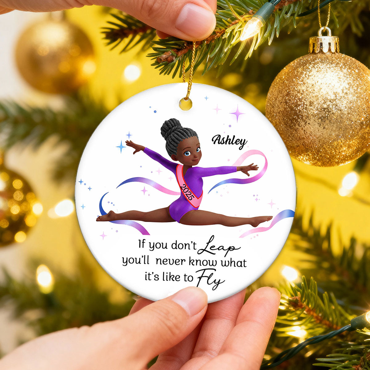 What It's Like To Fly Front Split Gymnastic Girl - Personalized Ceramic Ornament - Gymnast Gift For Daughter, Granddaughter