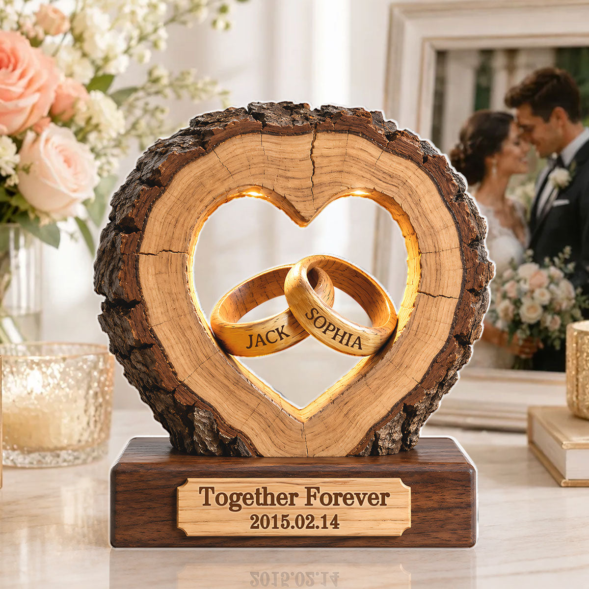 Together Forever Couple Anniversary 2D Flat Plaque - Personalized Acrylic Block Plaque - Heartfelt Gift for Her, for Him