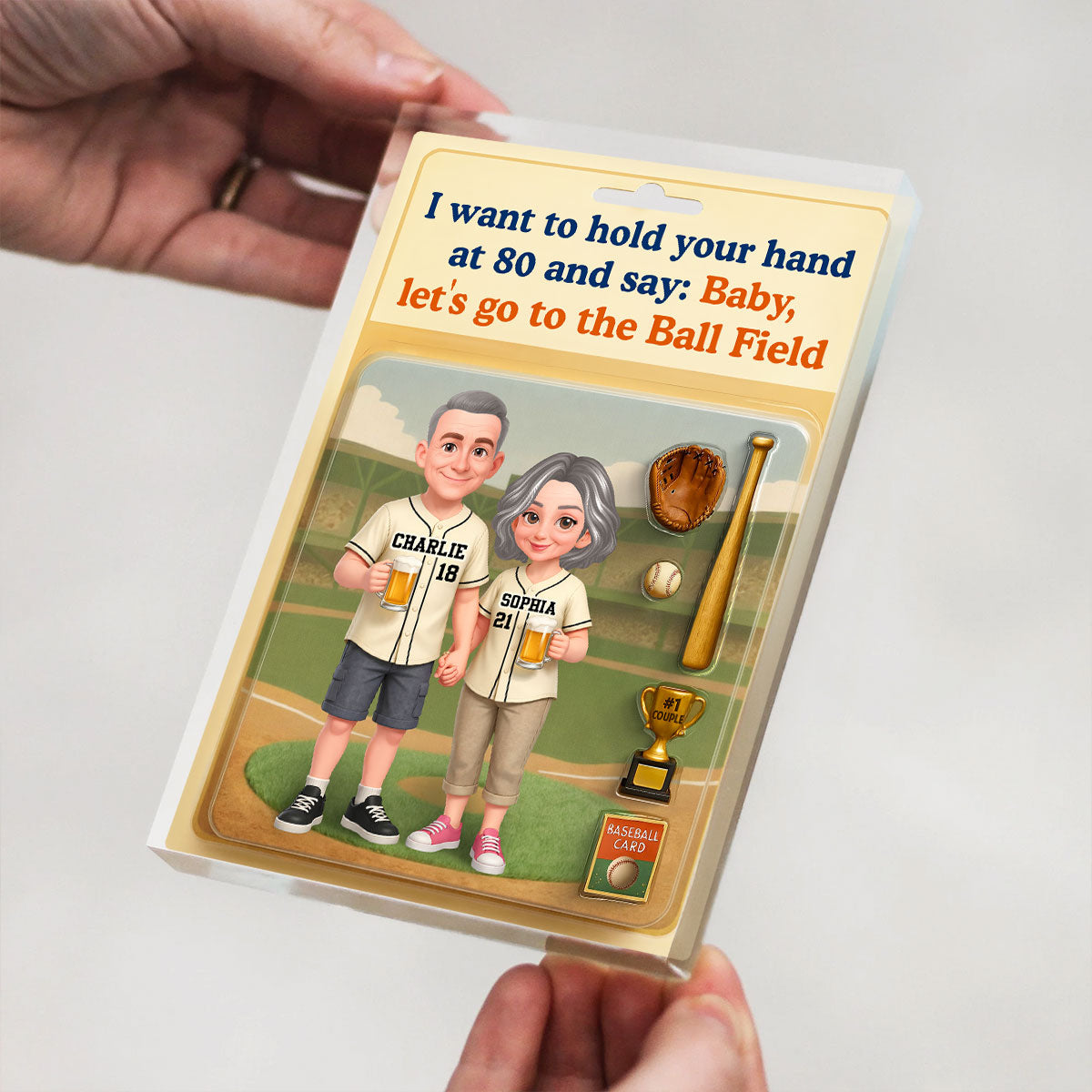 Let's Go to the Ball Field Baseball Couple Custom Figure - Personalized Acrylic Block Plaque - Heartfelt Gift for him, for her