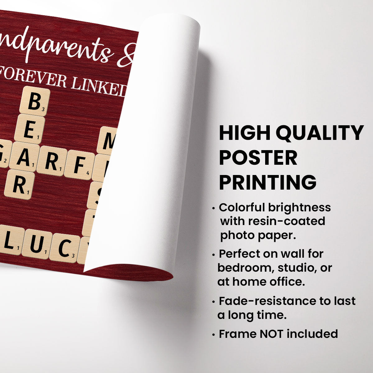 Christmas Grandparents Grandkids Forever Linked Together Crossword Puzzle Art - Personalized Poster - Gift For Grandparents