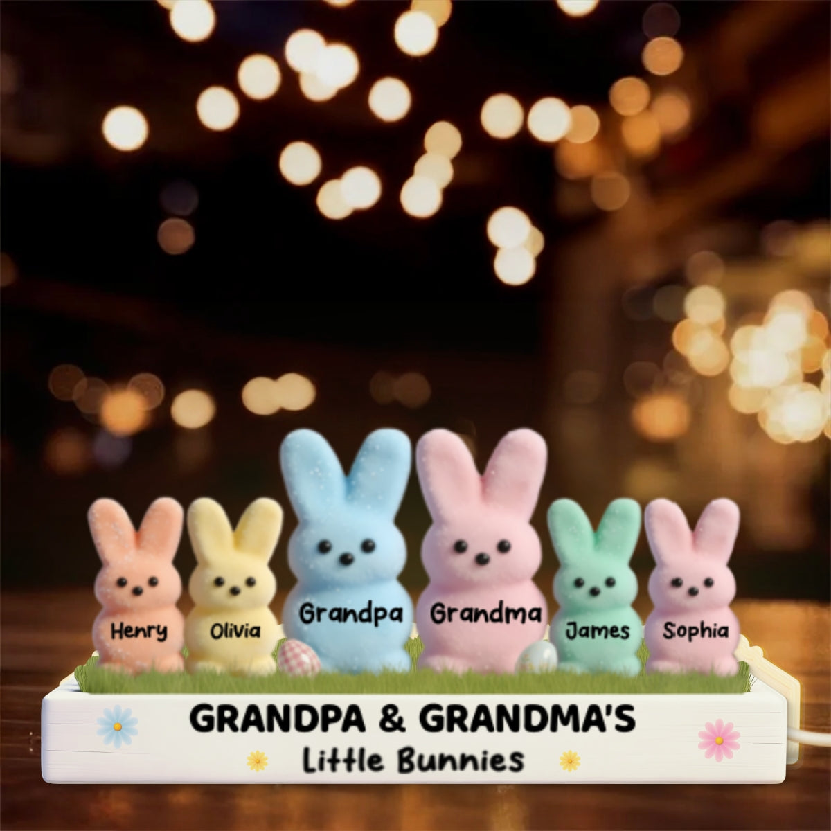 Easter Grandma & Grandpa Little Bunnies - Personalized Light Box - Gift For Grandparents, Easter Decoration