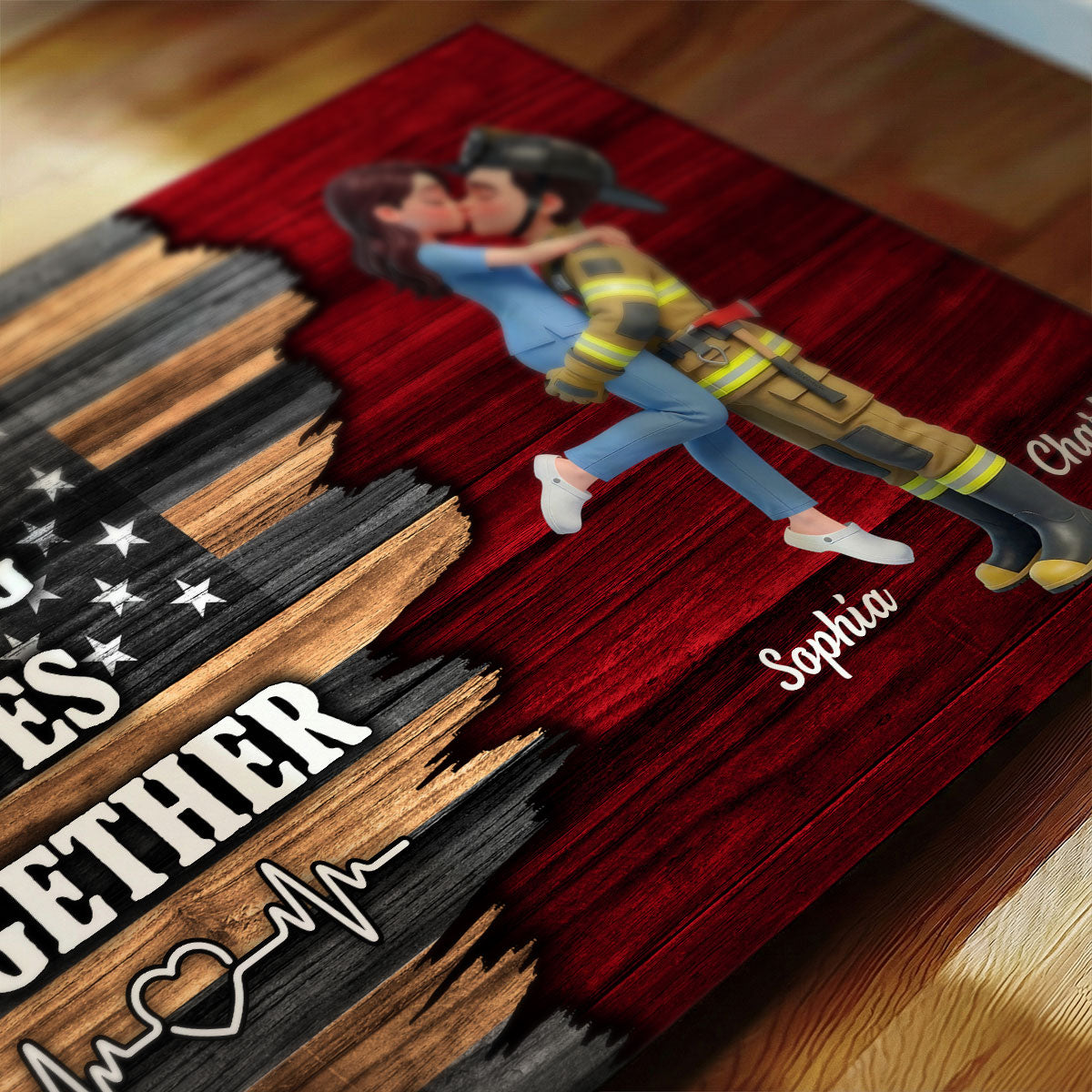 Proud Hero Couple Half Nation Flag - Personalized Poster - Valentine's Day Gift For Couple, For Him, For Her, Nurse, Police, Firefighter, Army