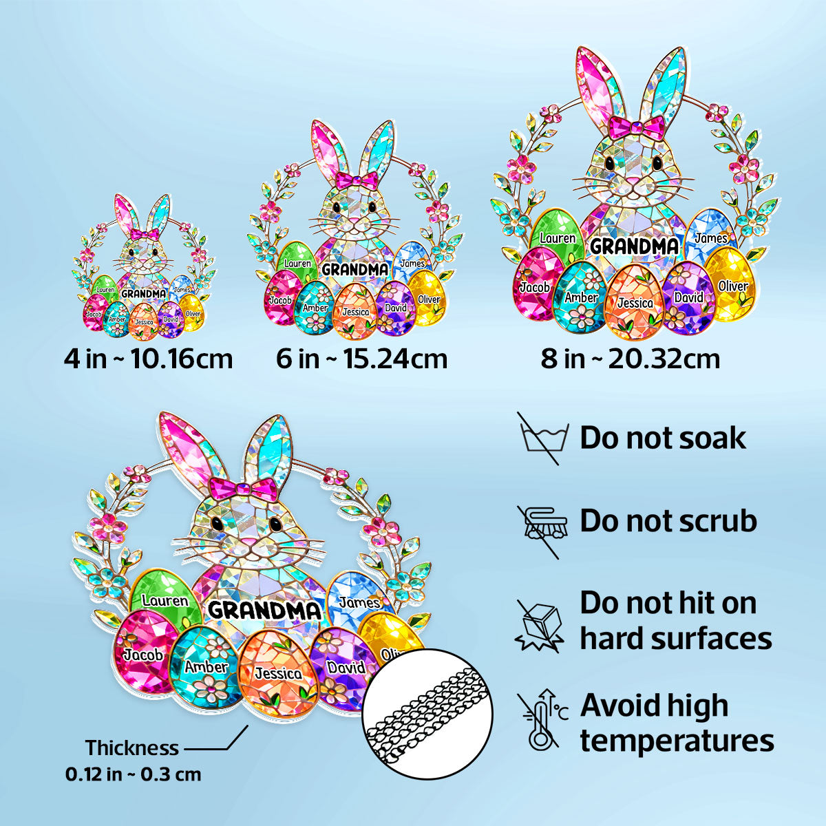 Bunny Grandma Easter Gift - Personalized Acrylic Suncatcher Ornament - Easter Gift, Mother's Day Gift for Grandma, Mom, Wife
