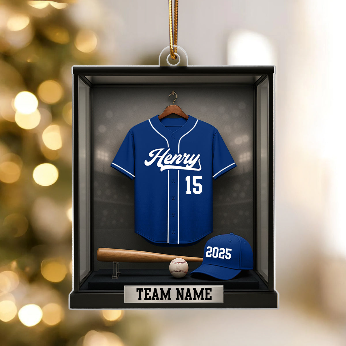 Baseball Memorabilia Display in Museum 3D Effect - Personalized Acrylic Ornament - Christmas Gift for Sons, Daughters, Grandkids