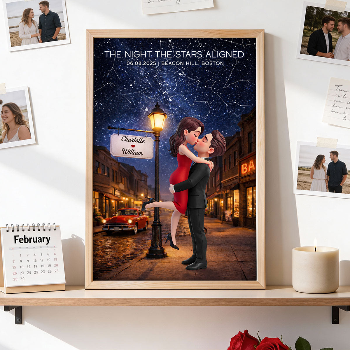 Eternal Love Couple Hugging Kissing Custom Star Map Anniversary Date - Personalized Poster - Valentine's Day Gift For Couple