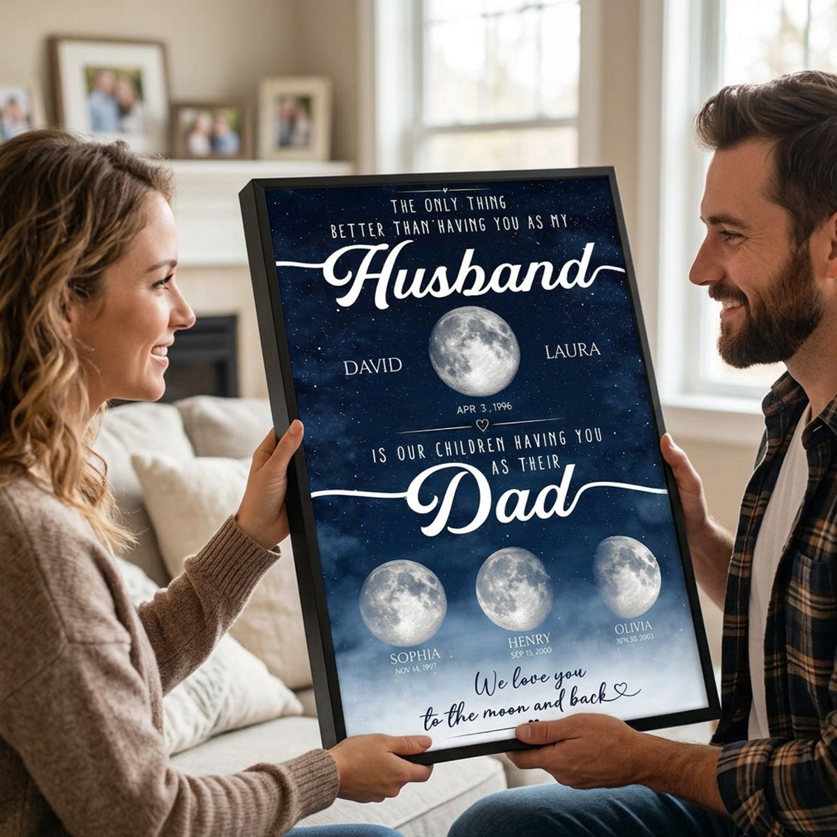 The Only Thing Better Custom Moon Phase by Date - Personalized Poster - Father's Day Gift for Dad, Husband