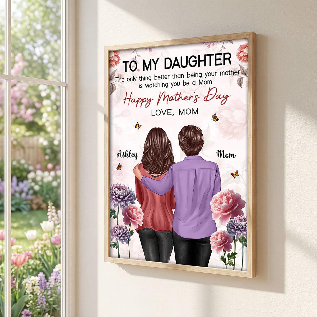 To My Daughter From Mom Birth Month Flower Floral Pink Tone - Personalized Poster - Mother's Day Gift