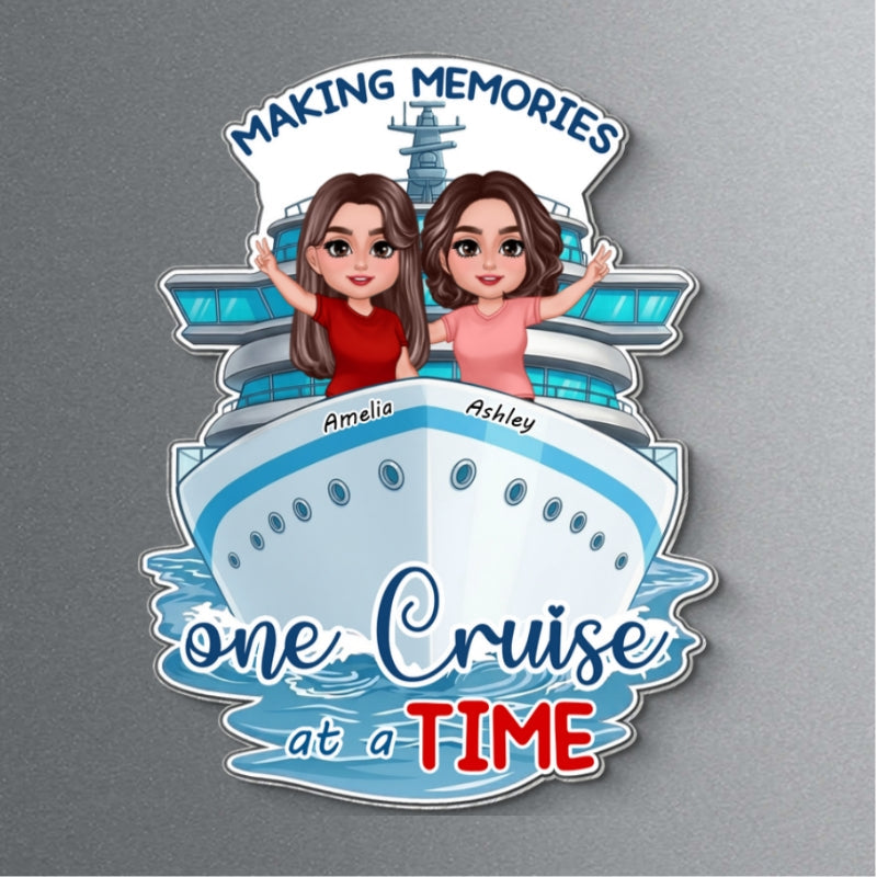 Making Memories One Cruise At A Time Happy Couple - Personalized Cruise Ship Door Magnet - Cruise Trip Keepsake