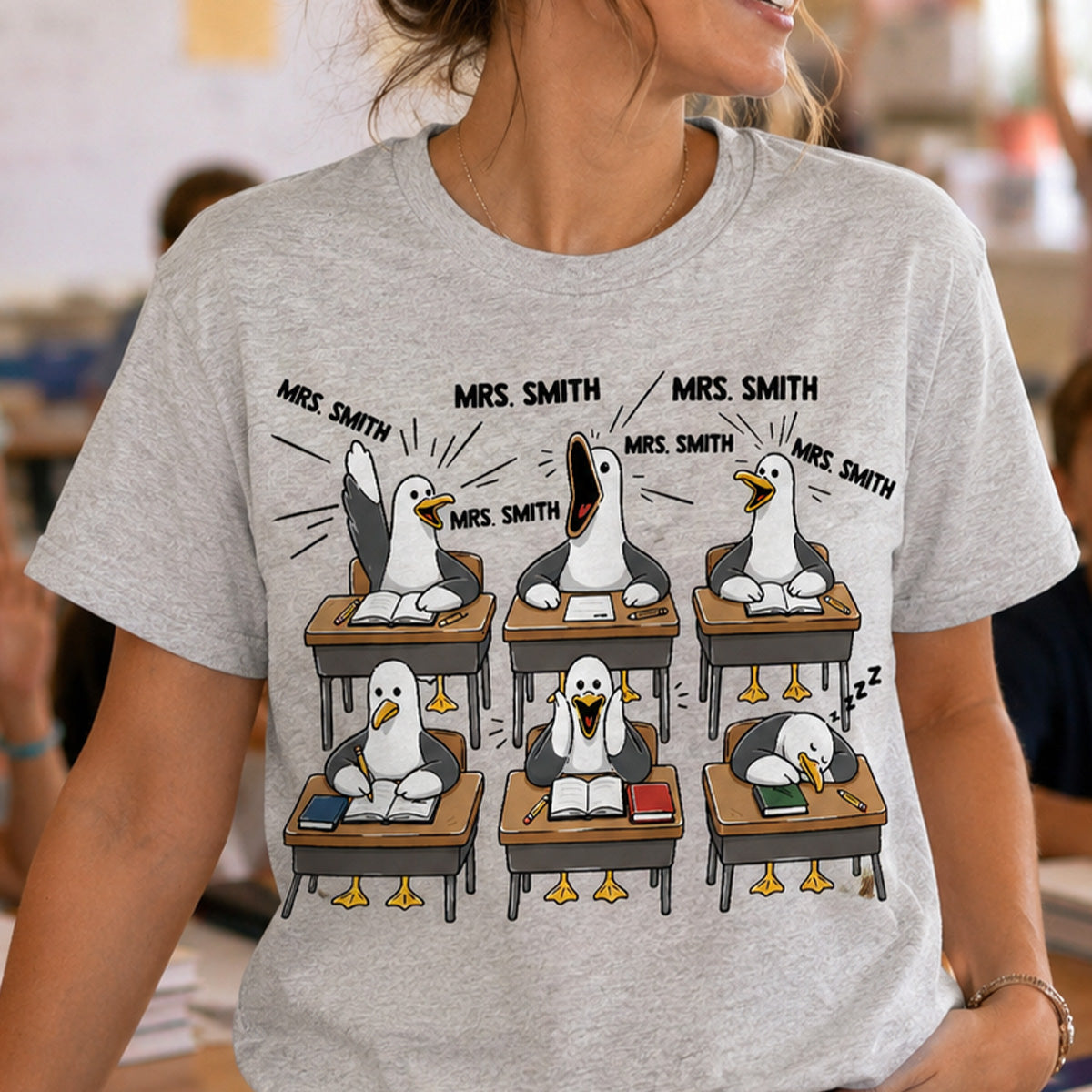 Funny Seagull Teacher - Personalized Shirt - Back To School Gift