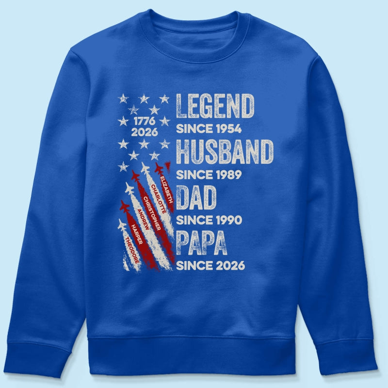 Legend Husband Dad Grandpa Kid Custom Name - Personalized Shirt - American 250th Anniversary Keepsake For Husband, Dad, Grandpa