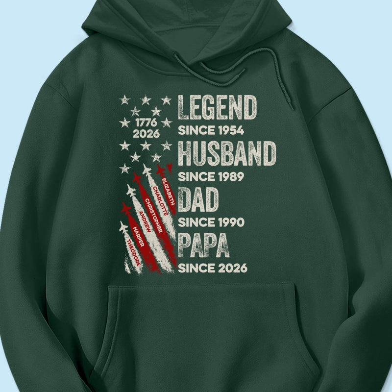 Legend Husband Dad Grandpa Kid Custom Name - Personalized Shirt - American 250th Anniversary Keepsake For Husband, Dad, Grandpa