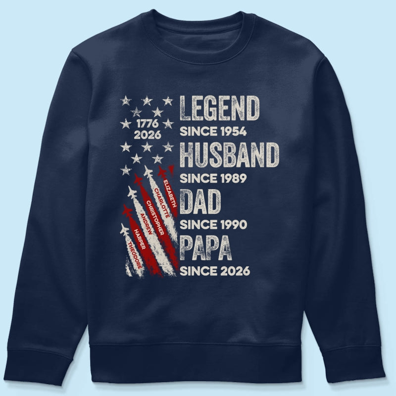 Legend Husband Dad Grandpa Kid Custom Name - Personalized Shirt - American 250th Anniversary Keepsake For Husband, Dad, Grandpa