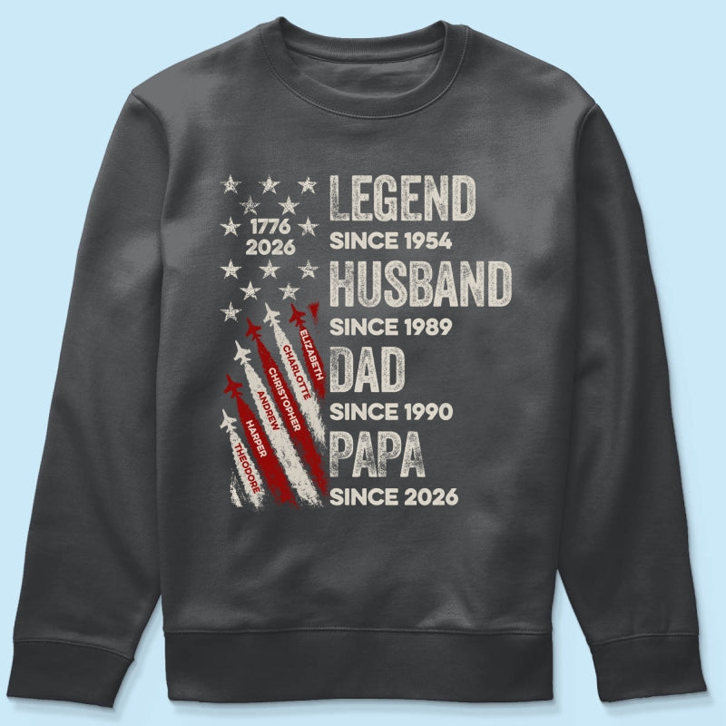 Legend Husband Dad Grandpa Kid Custom Name - Personalized Shirt - American 250th Anniversary Keepsake For Husband, Dad, Grandpa