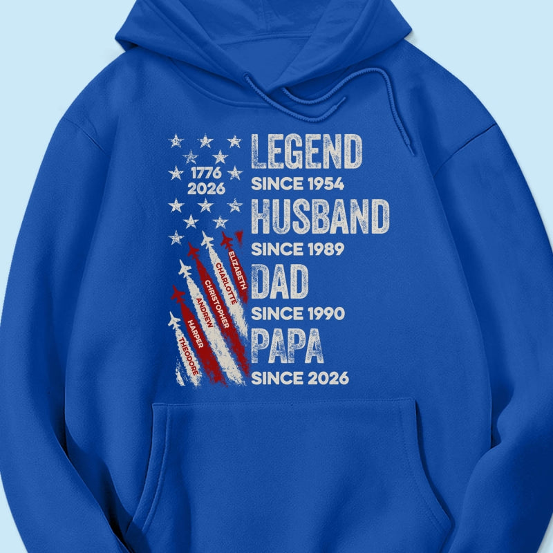 Legend Husband Dad Grandpa Kid Custom Name - Personalized Shirt - American 250th Anniversary Keepsake For Husband, Dad, Grandpa