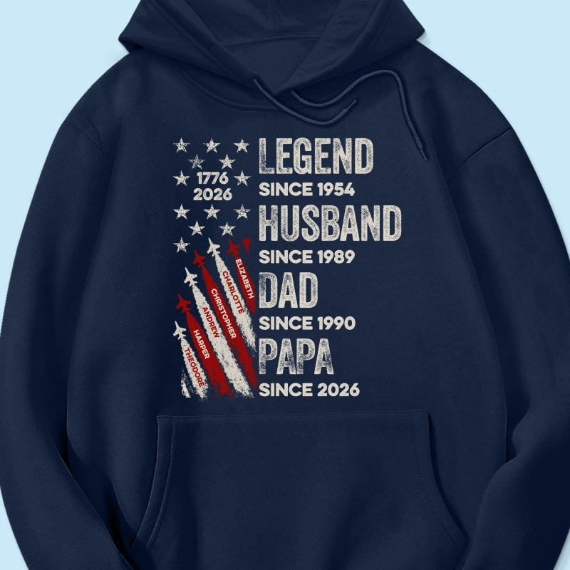 Legend Husband Dad Grandpa Kid Custom Name - Personalized Shirt - American 250th Anniversary Keepsake For Husband, Dad, Grandpa