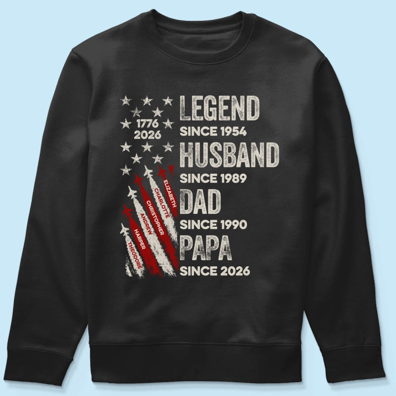 Legend Husband Dad Grandpa Kid Custom Name - Personalized Shirt - American 250th Anniversary Keepsake For Husband, Dad, Grandpa