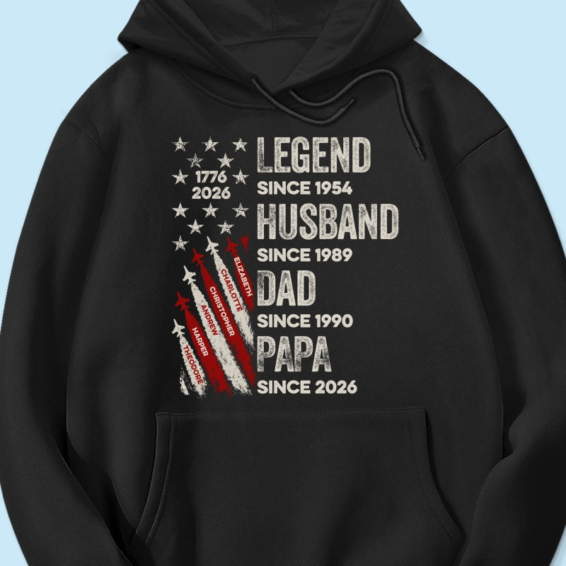 Legend Husband Dad Grandpa Kid Custom Name - Personalized Shirt - American 250th Anniversary Keepsake For Husband, Dad, Grandpa