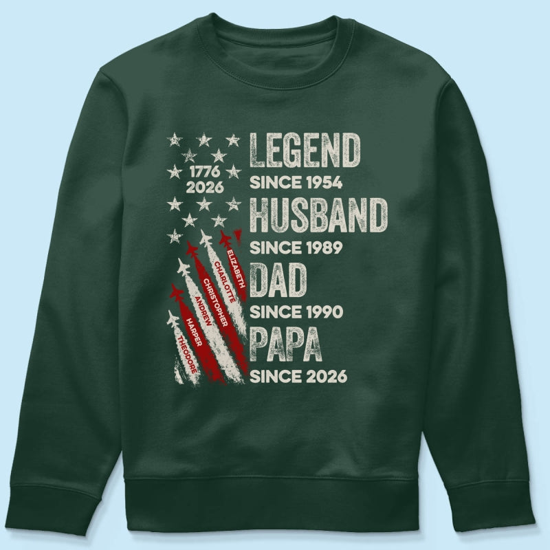 Legend Husband Dad Grandpa Kid Custom Name - Personalized Shirt - American 250th Anniversary Keepsake For Husband, Dad, Grandpa