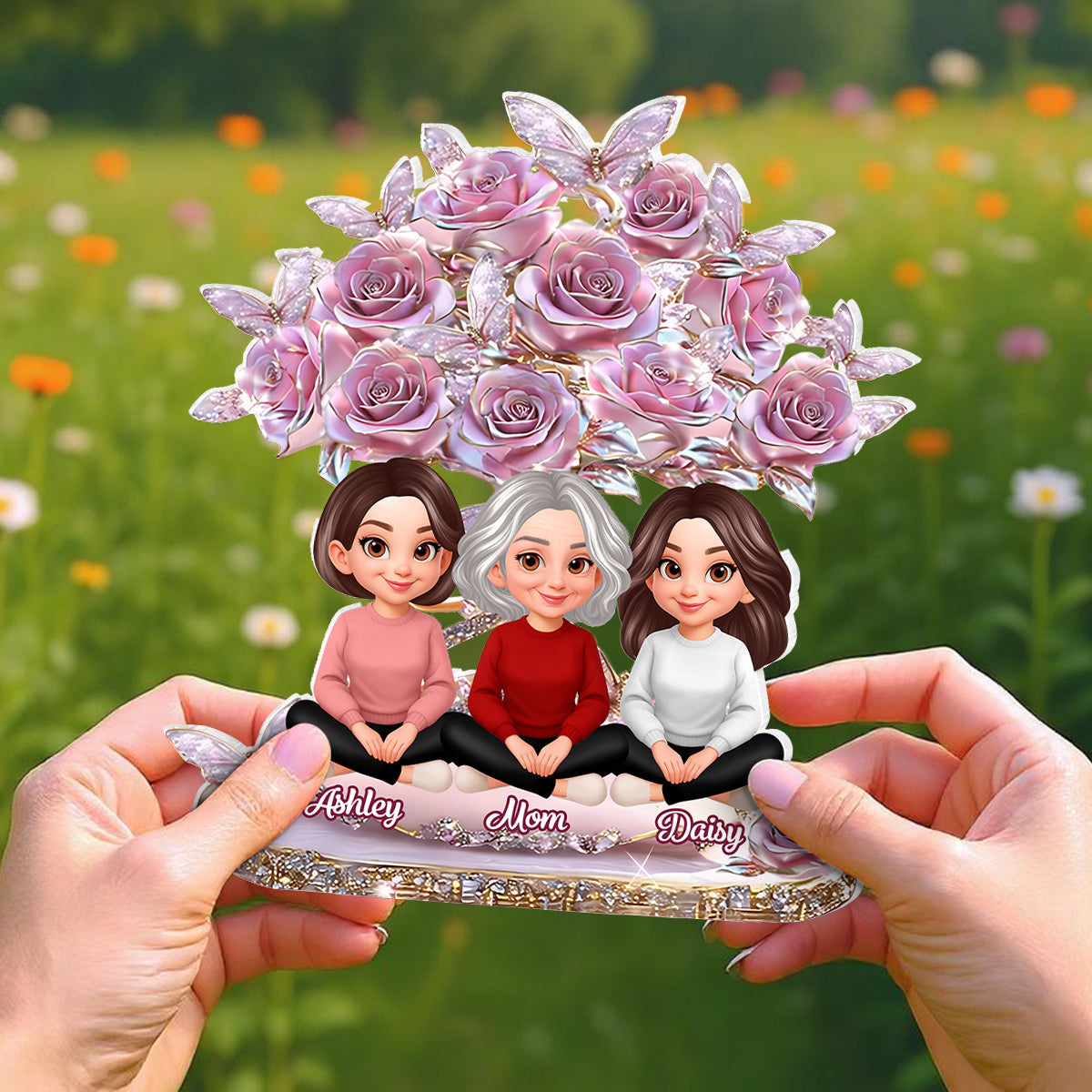 Best Mom Ever And Daughters - Personalized Acrylic Block Plaque - Heartfelt Gift For Mom, Grandma