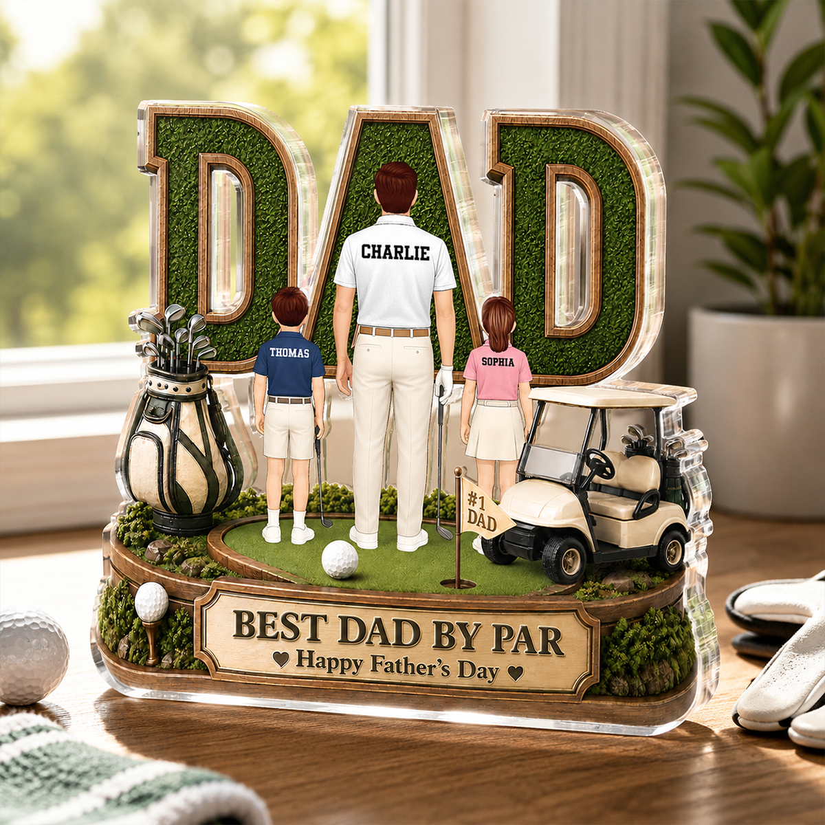 Above Par In Every Way Golfer Dad - Personalized Acrylic Block Plaque -  Gift For Dad, Husband