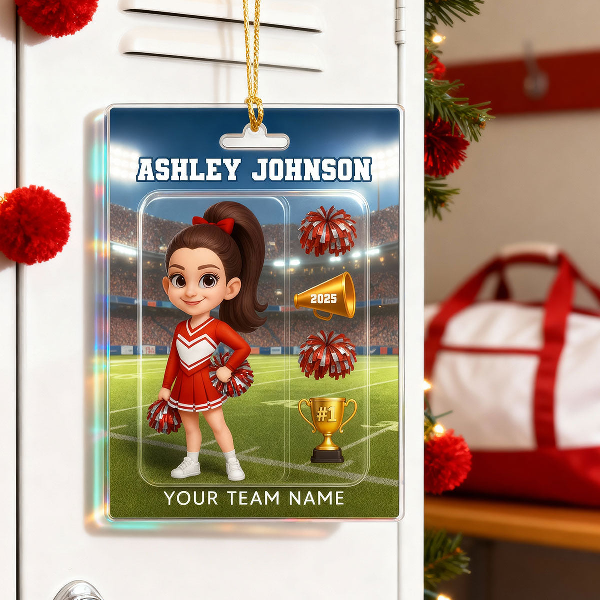 3D Effect Cheerleader Custom Figure Style - Personalized Acrylic Ornament - Christmas Gift For Cheerleaders