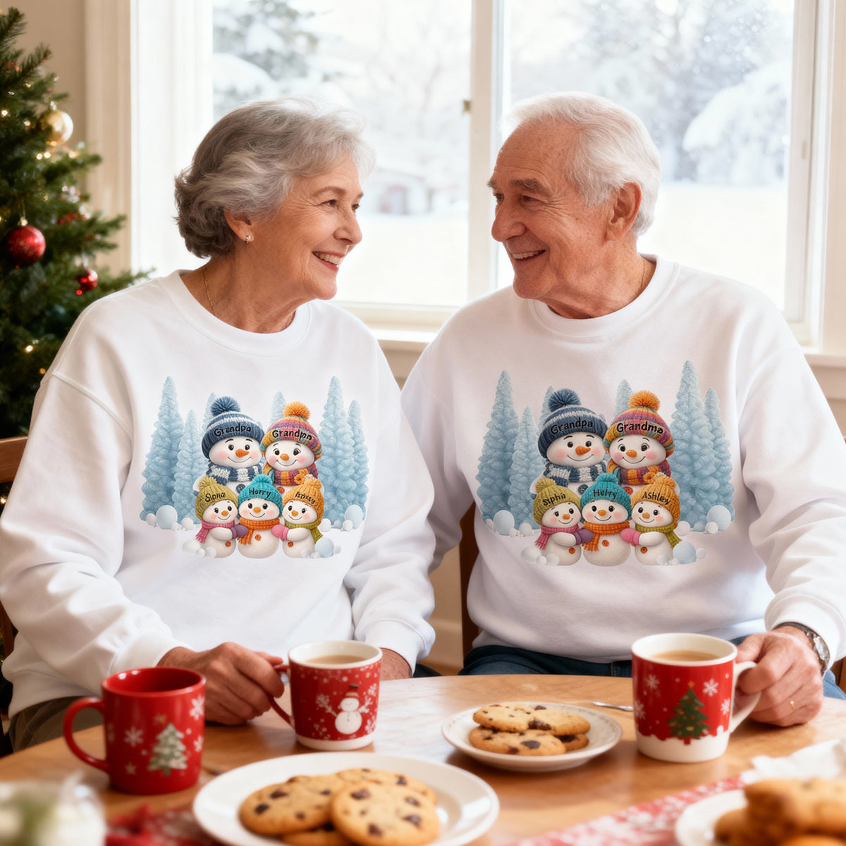 Christmas Blue Vibe Snowman Grandma - Personalized Sweatshirt - Christmas Gift for Grandma