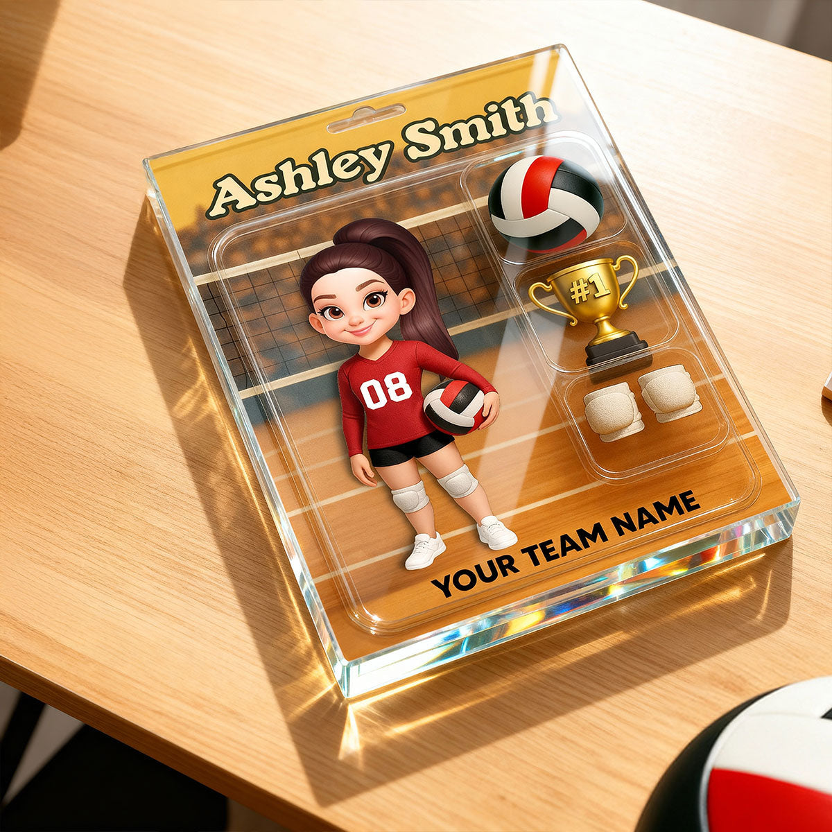 3D Effect Volleyball Player Custom Figure Style - Personalized Acrylic Block Plaque - Unique Christmas Gift For Volleyball Players, Granddaughter, Daughter