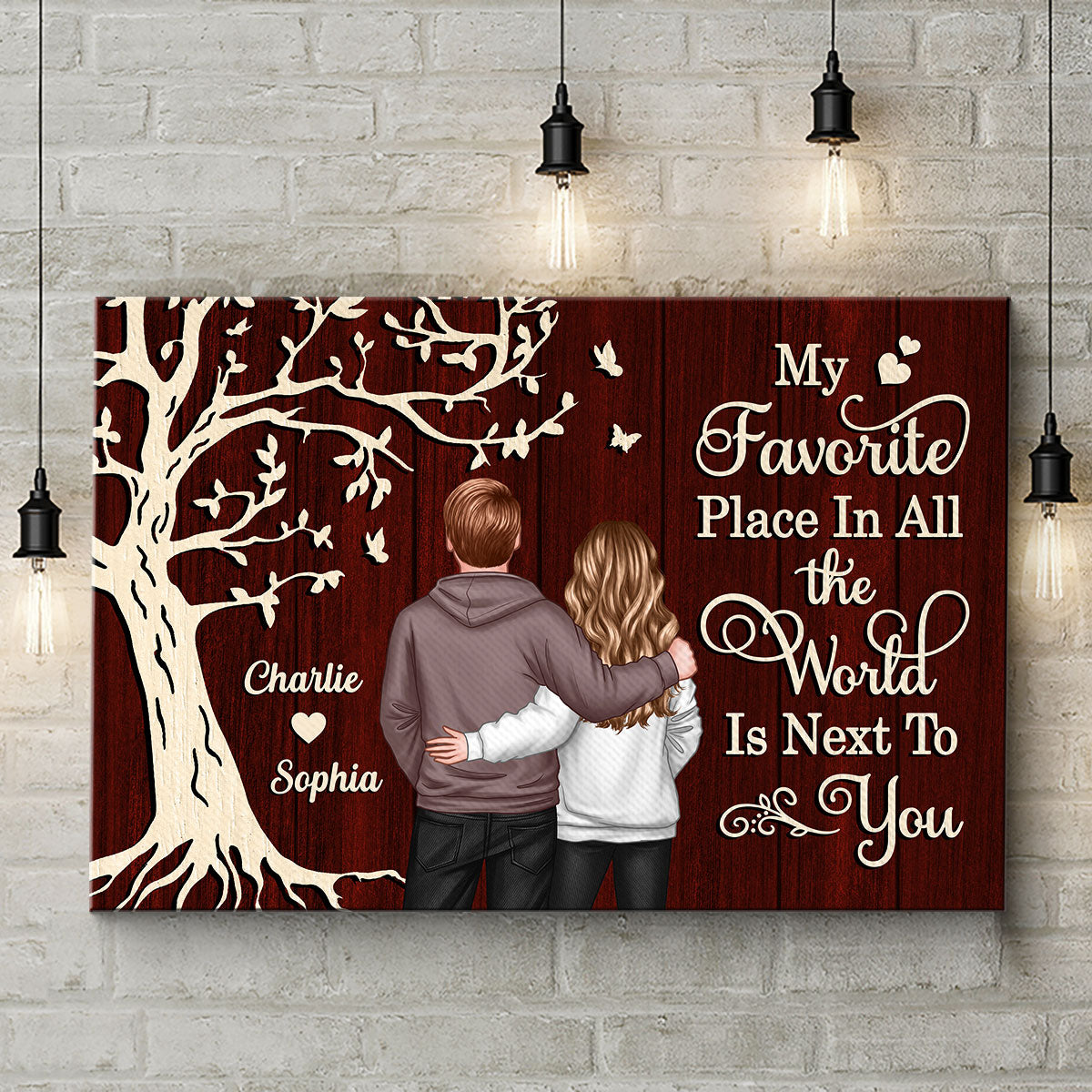 My Favorite Place in All the World Couple Tree - Personalized Poster - Gift for him, Gift for her