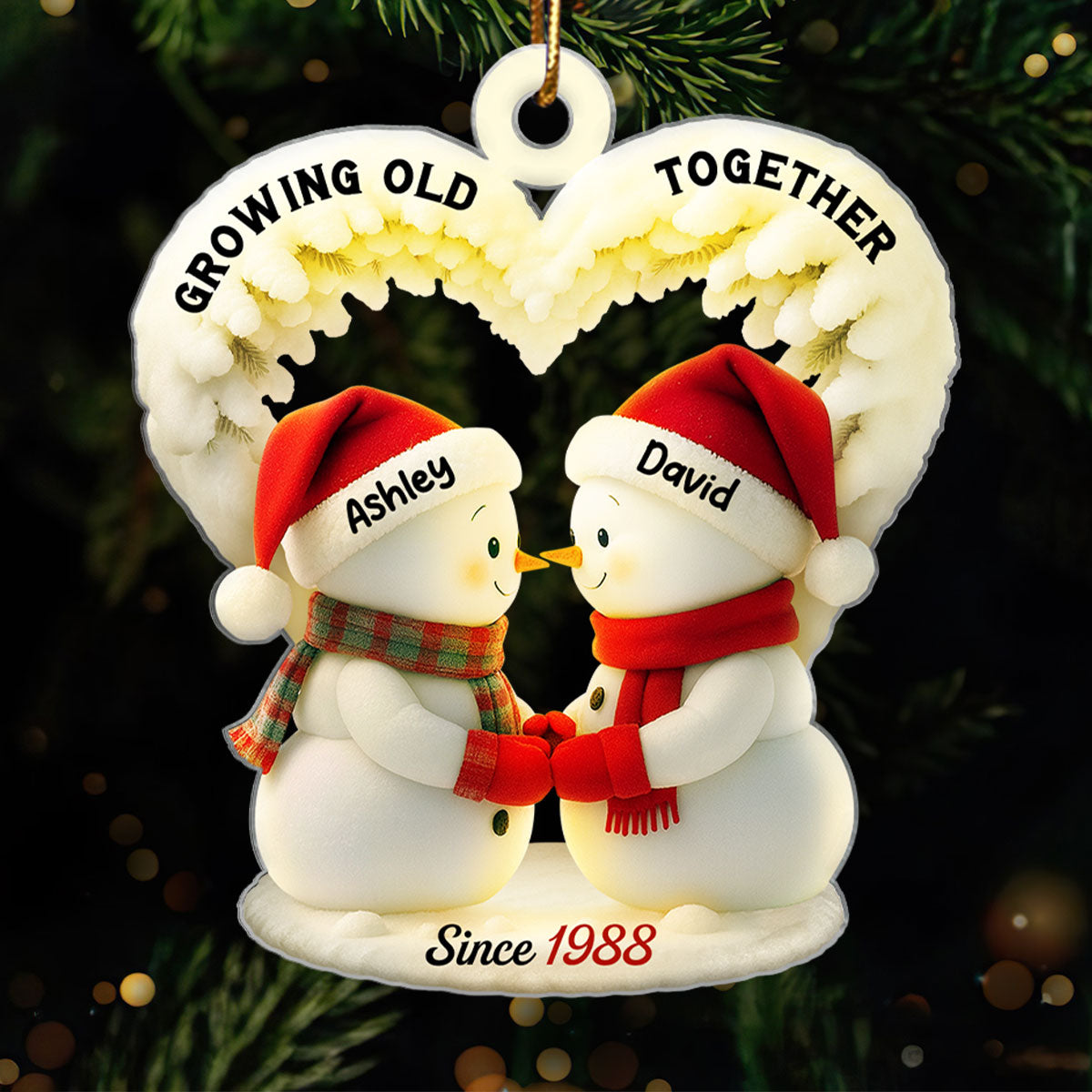 Couple Growing Old Together - Personalized Acrylic Ornament - Heartfelt Christmas Gift for him, Gift for her