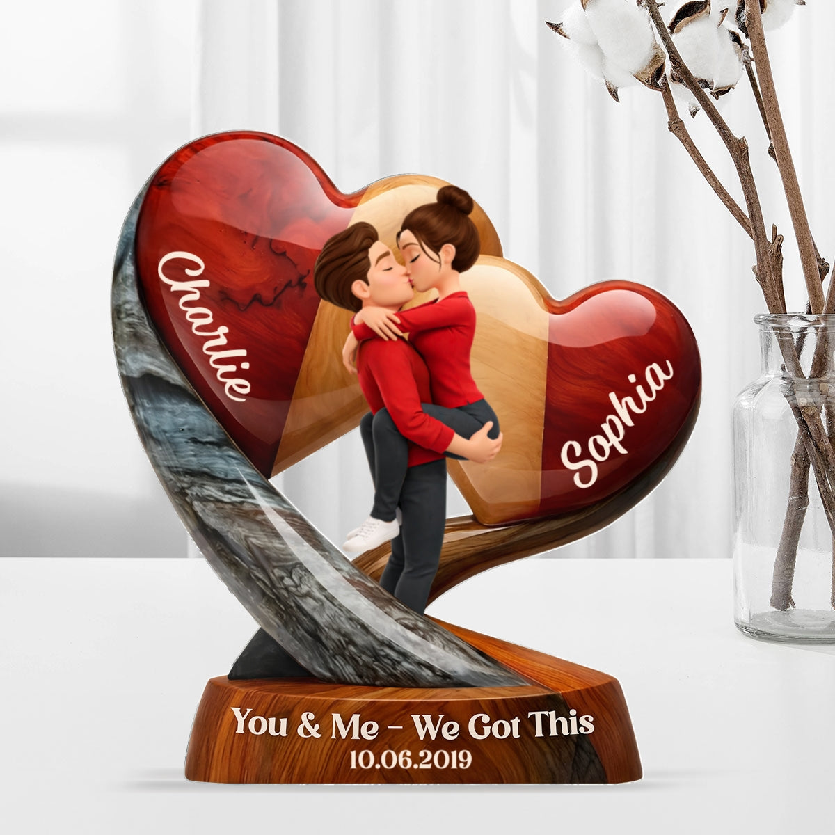 Couple Heart You & Me We Got This - Personalized Acrylic Block Plaque - Anniversary, Valentine's Day Gift, Gift For Him, Gift For Her