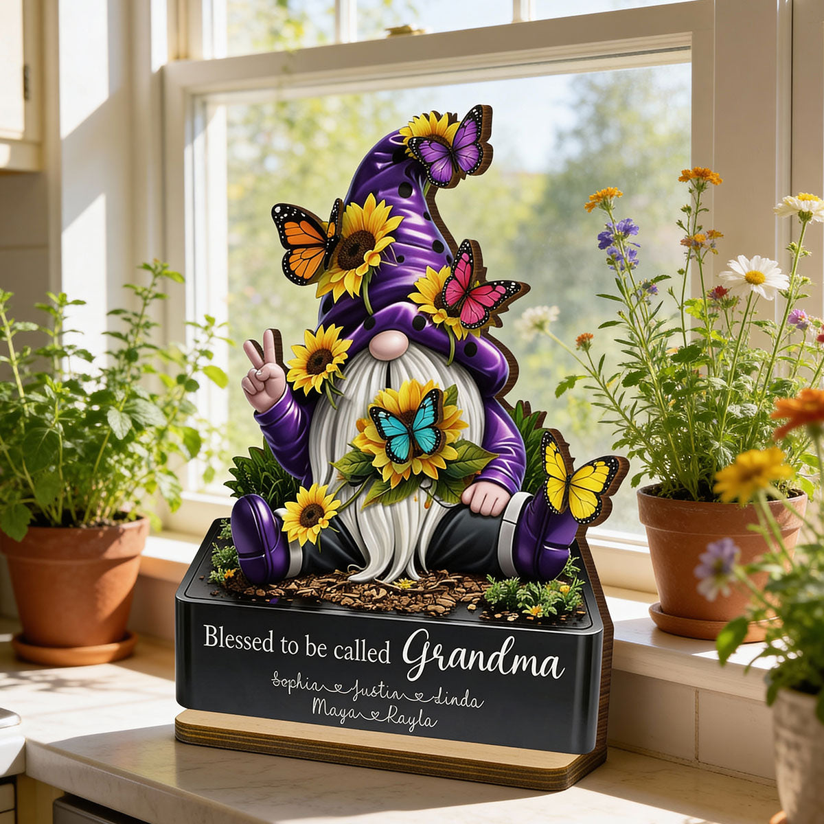 Blessed to Be Called Grandma - Personalized 2-Layered Wooden Plaque - Heartfelt Gift for Grandma