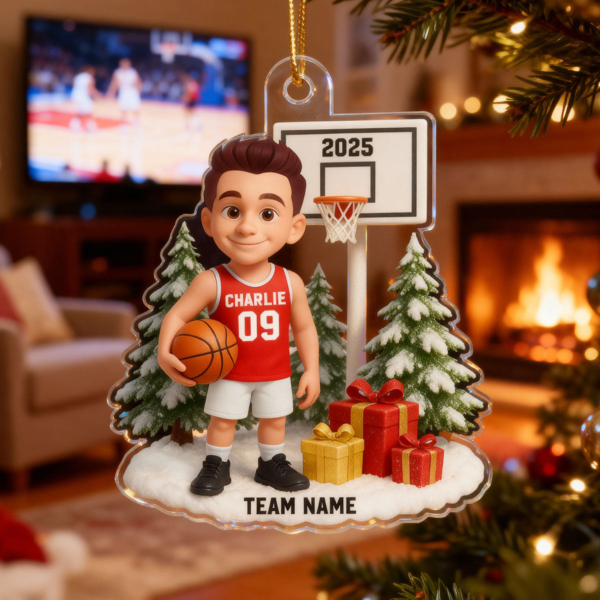 3D Effect Proud American Football Player - Personalized Acrylic Ornament - Gift For Football Lovers, Grandson, Son, Husband