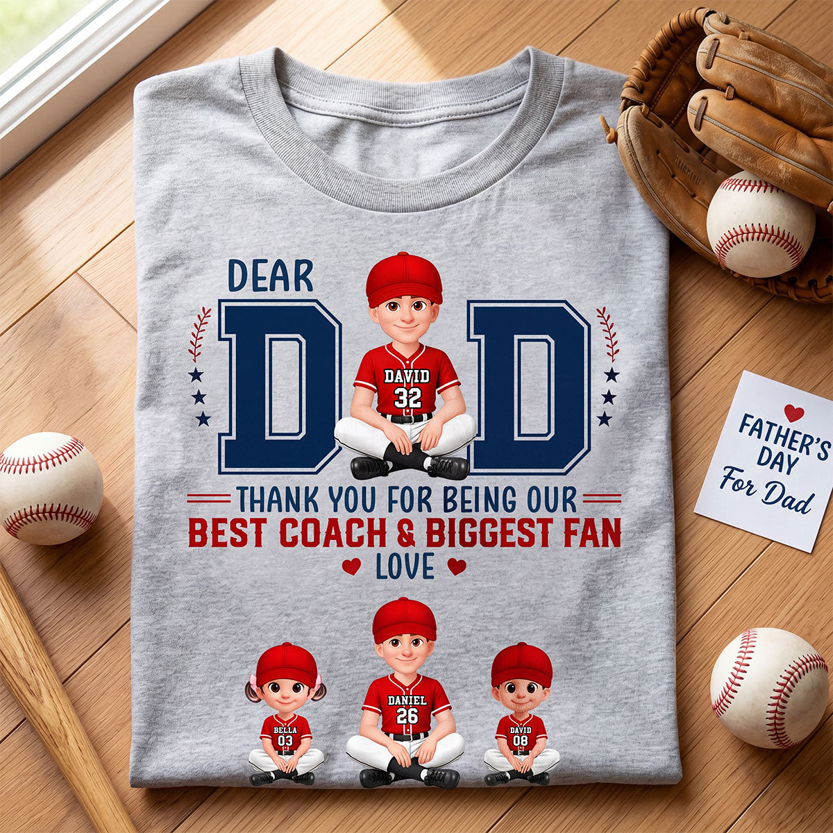 Baseball Dear Dad Thank You - Personalized Shirt - Father's Day Gift For Baseball Dad