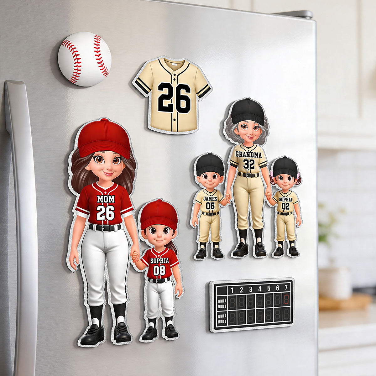 Baseball My Favorite Players Call Me Grandma Mom - Personalized Acrylic Fridge Magnet - Mother's Day Gift For Grandma, Mom