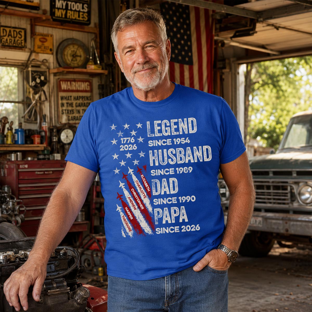 Legend Husband Dad Grandpa Kid Custom Name - Personalized Shirt - American 250th Anniversary Keepsake For Husband, Dad, Grandpa
