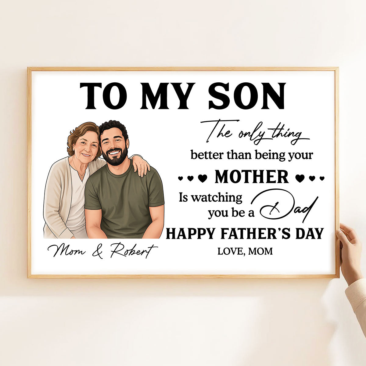 Portrait Color Drawing Style To My Son From Mom - Personalized Poster - Father's Day Gift For Son