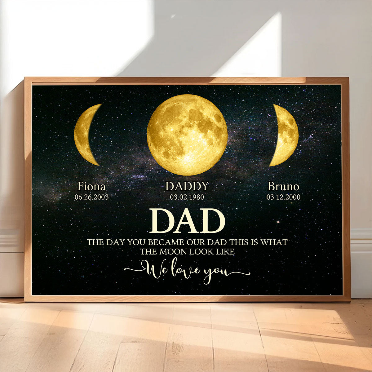 Custom Moon Phase with Kids Names, The Day You Became My Dad Mom - Personalized Poster - Gift for Dad, Mom
