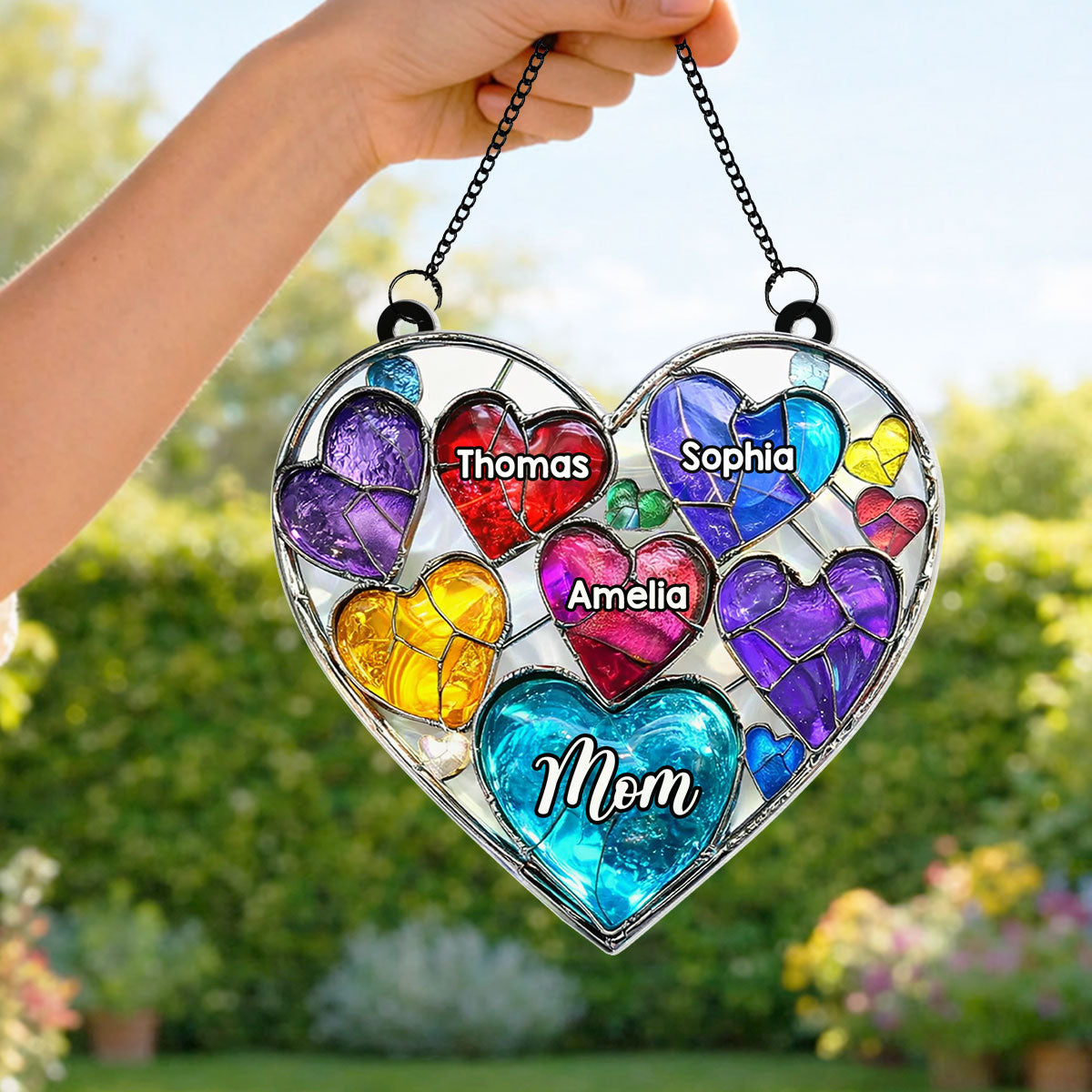 Grandma' Sweethearts - Personalized Suncatcher - Mother's Day Gift for Grandma, Mom, Wife