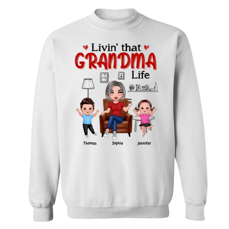 Outline Background In House Livin‘ That Grandma Life Personalized Shirt