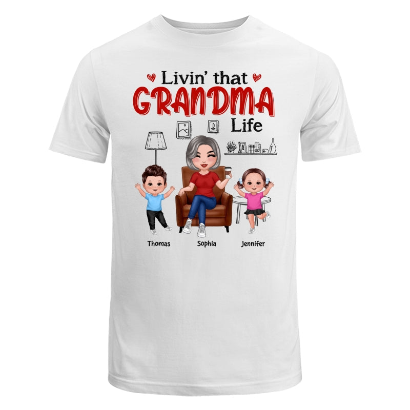 Outline Background In House Livin‘ That Grandma Life Personalized Shirt