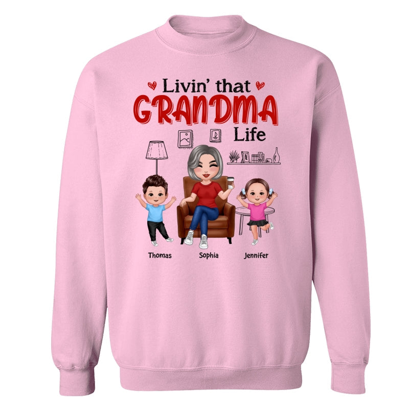 Outline Background In House Livin‘ That Grandma Life Personalized Shirt